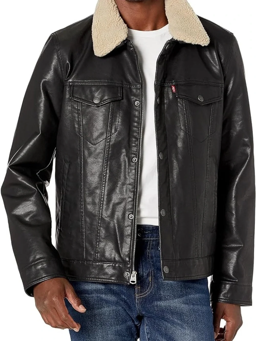 leather bomber levis sherpa bomber